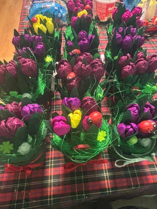 Кокичета и минзухари  от креп хартия