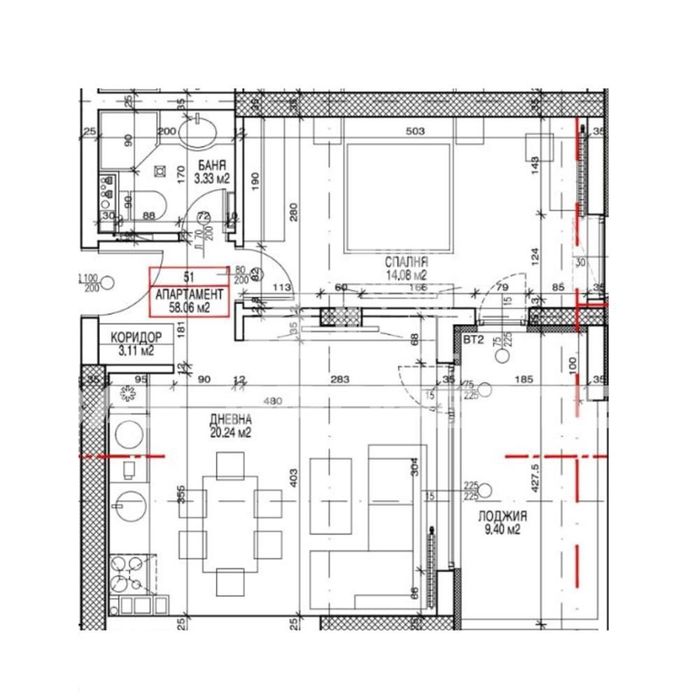2-стаен в София-Люлин 2 площ 79