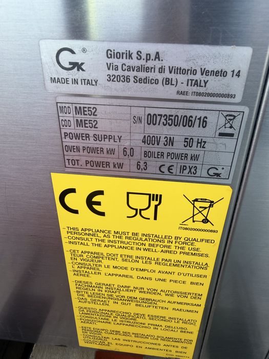 Cuptor electric combi - patiserie - gastro 5 tavi 60 x 40 cm - Gn 1/1  Giorik Italia - 6,3 kW -380V