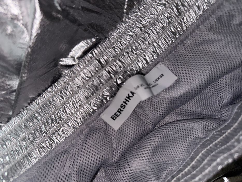 Сив металически сребърен карго панталон, долнище Bershka