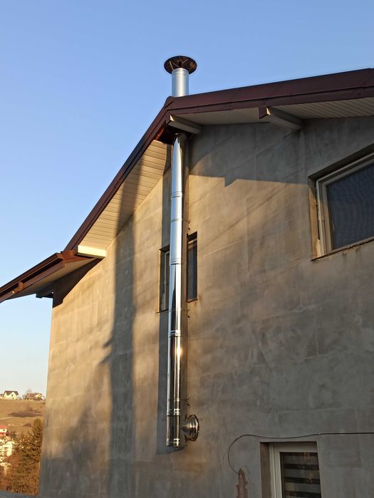 Cos de fum din inox (dublu perete / izolat) sistem complet 200 mm / 250 mm x 5 m
