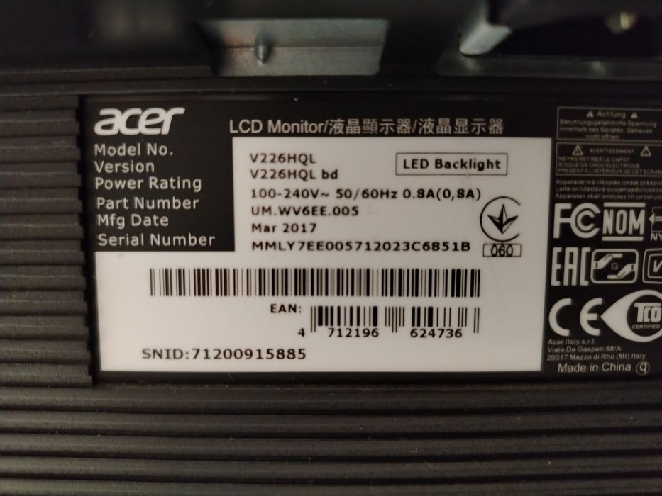 Монитор Acer V226HQL