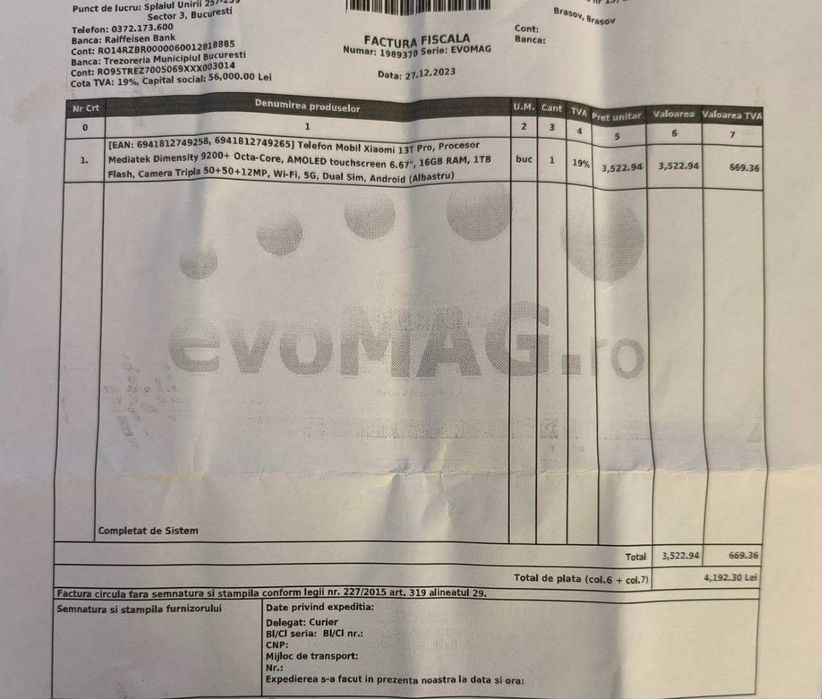 Xiaomi 13T Pro, Octa-Core, 16 GB RAM, 1 TB stocare