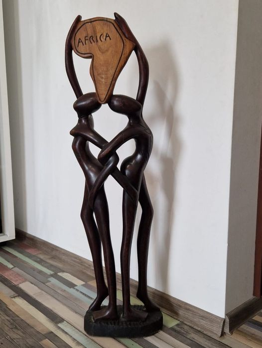 Statueta abanos lemn exotic  mare 1m  figurina sculptura  Love Africa
