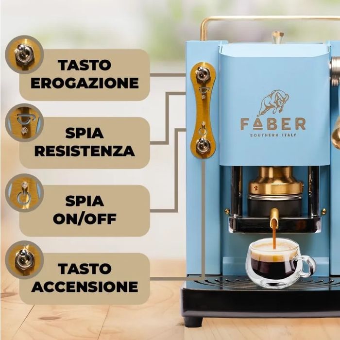 Еспресо кафемашина Faber Pro Deluxe (Синя) 500W за ESE дози