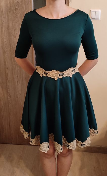 Rochita eleganta verde inchis, marimea M