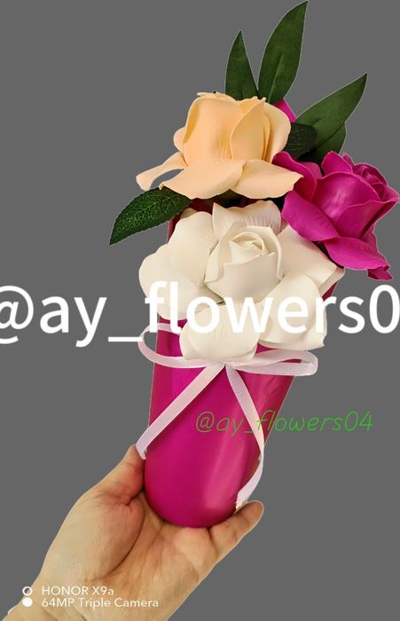 Мини букет из мыльные розы