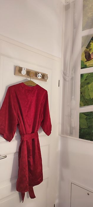 Halat de casă, atingere de mătase, roșu zmeură