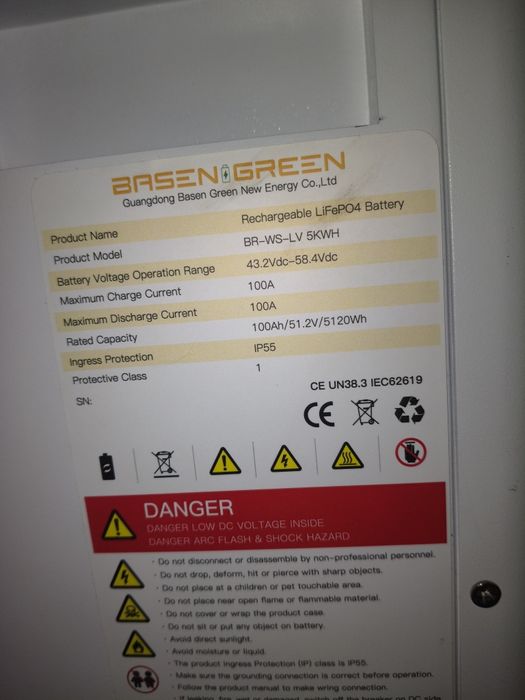 Baterie/Acumulator rezidențial LiFePO4 51.2V/100 Ah – Model BASEN GREE