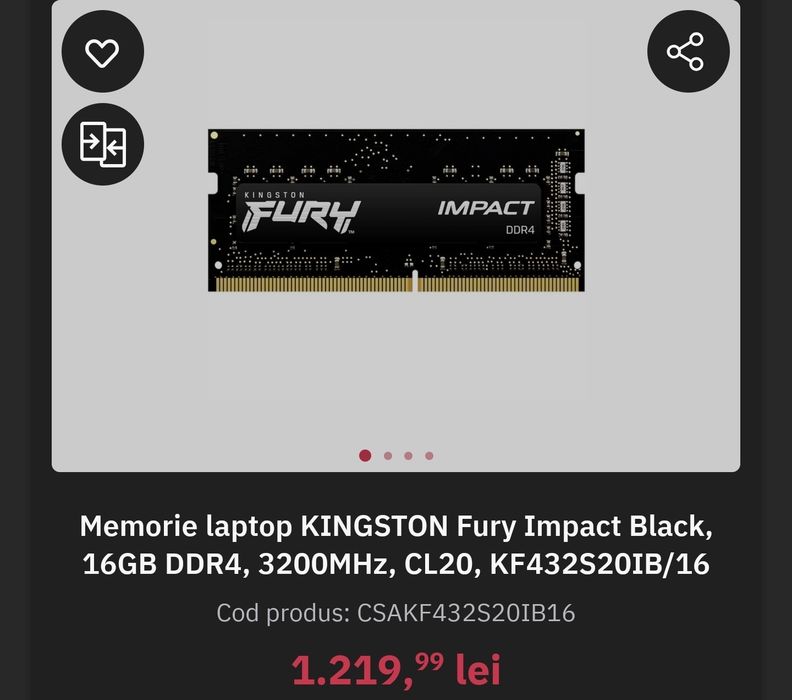 Memorie RAM laptop 16gb ddr4