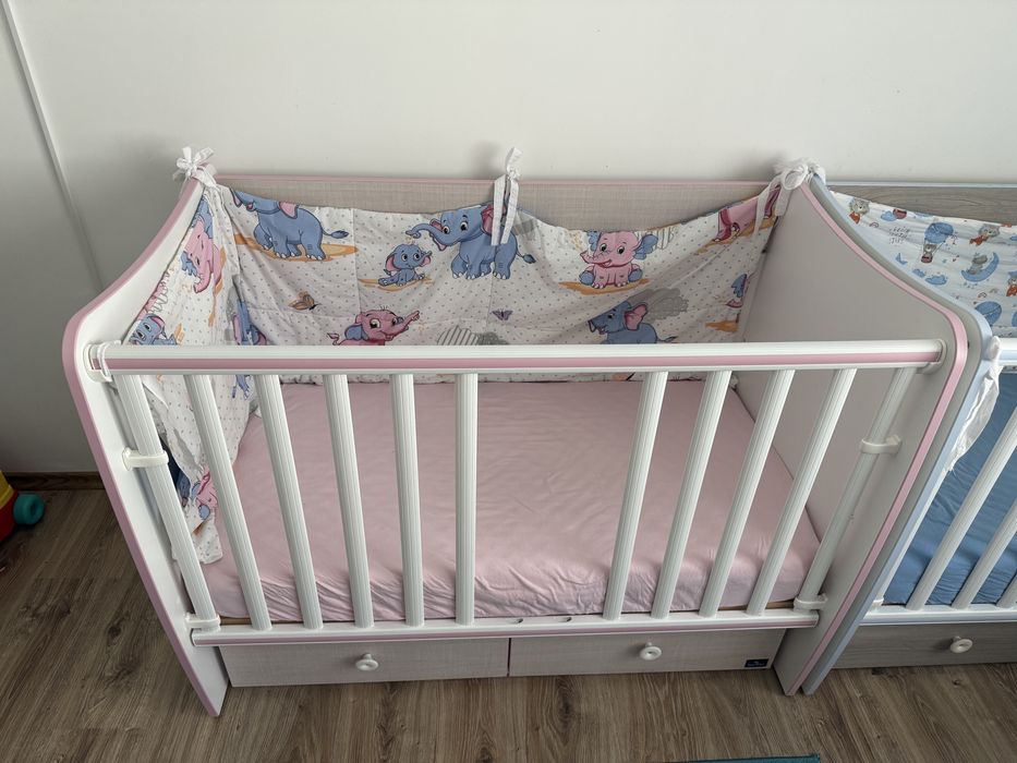 Бебешко дървено креватче Lorelli Matrix Розово