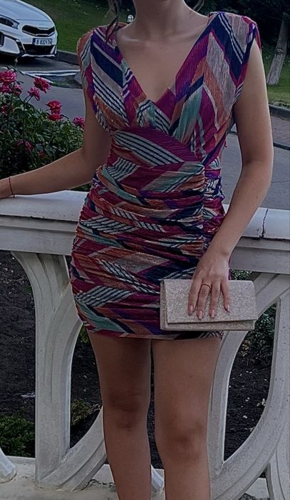 Къса многоцветна рокля BSB