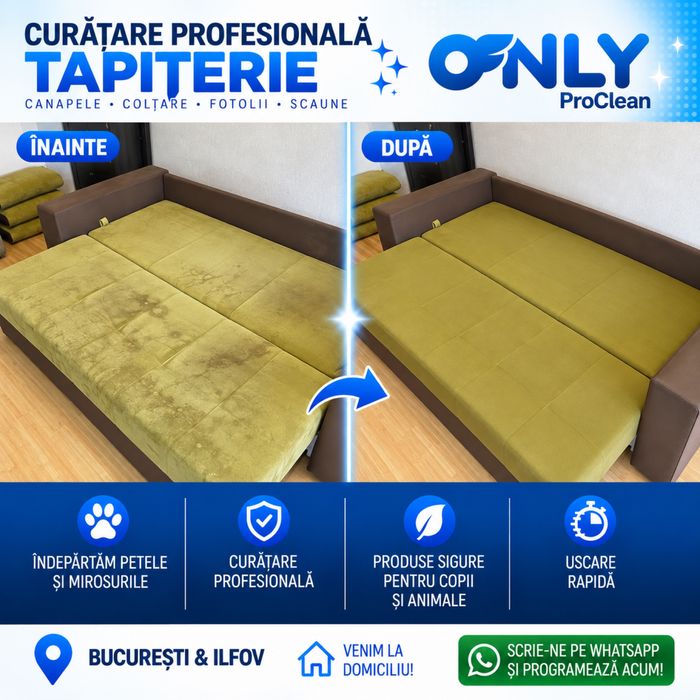 Curățare canapele, saltele, fotolii, scaune și tapițerii – București, Ilfov