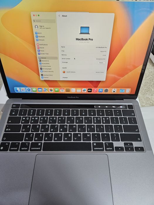 MacBook Pro M2 13 dyum space gray (8GB/256GB) full box soltiladi
