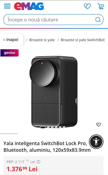 Yala inteligenta SwitchBot Lock Pro, Bluetooth, aluminiu, 120x59x83.9mm, SIGILATA