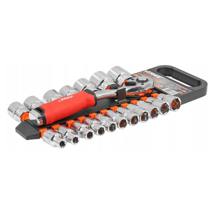 Set chei tubulare cu clichet, 19 piese,1/2, Verke