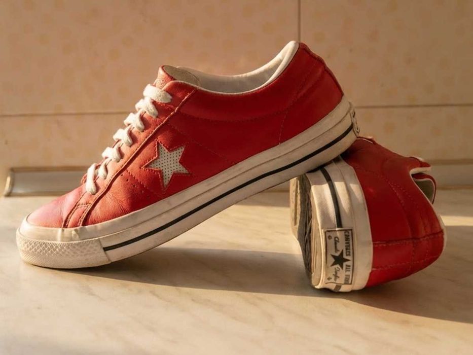 Converse One Star кожени кецове - червени, размер 43, с кутия