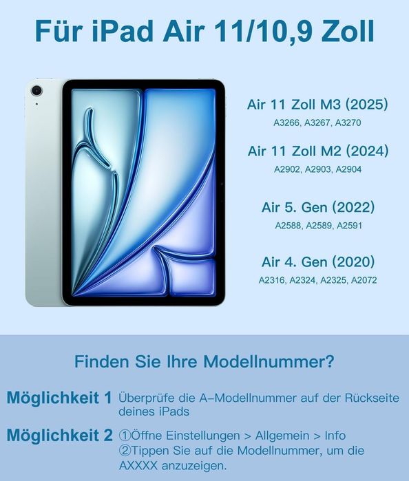 Husă iPad Air 10.9/11 cu tastatură și touchpad albastru