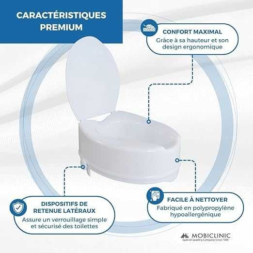 Mobiclinic Titan тоалетна седалка с капак за възрастни и трудноподвижни 14 см