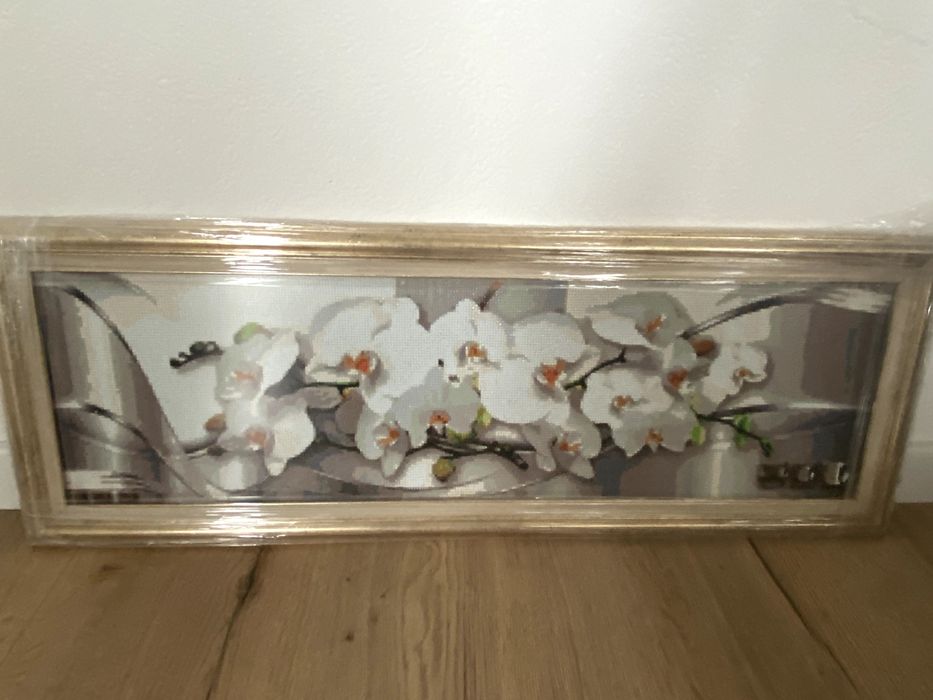 Диамантен гоблен в рамка, 93 х 33 см, орхидеи