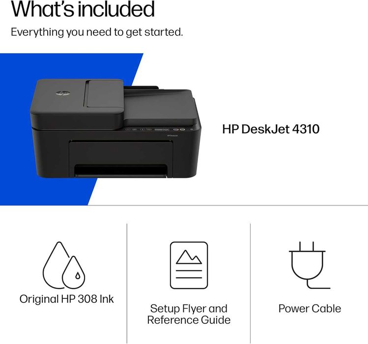 Многофункционален принтер HP DeskJet 4310, безжичен, цветен, ADF