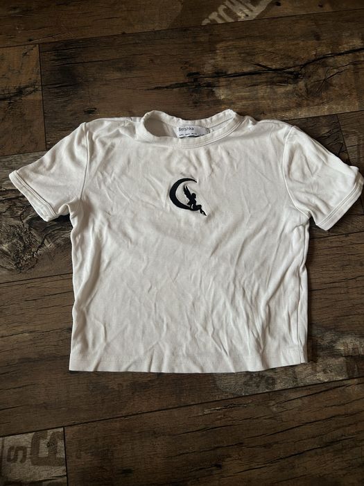 Бяла блузка с картинка Bershka