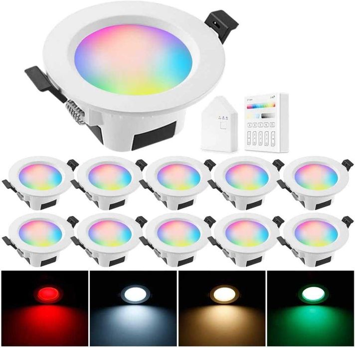 Spoturi LED 9W,Plafoniere încastrate WiFi Bluetooth Mesh RGBCW RGB Alb