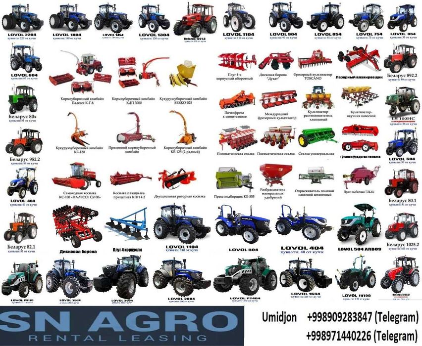 Traktorlar + Agrotexnikalar - Lizing