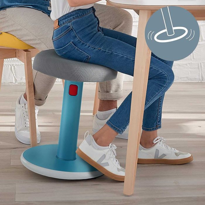 Taburet ergonomic pentru birou, Leitz, Ergo Cozy, Albastru/Gri