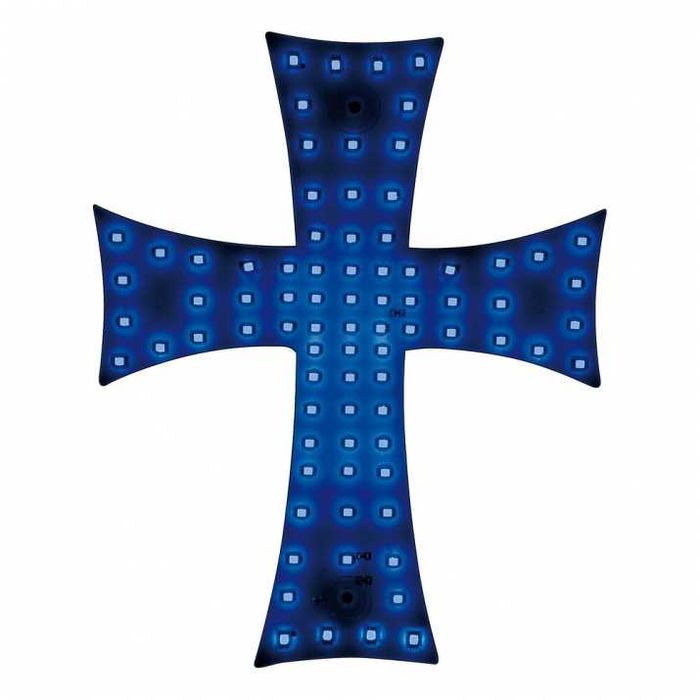 Светодиоден LED светещ кръст СИН Кръст 84 LED ЛЕД 12V-24V 245x200 mm