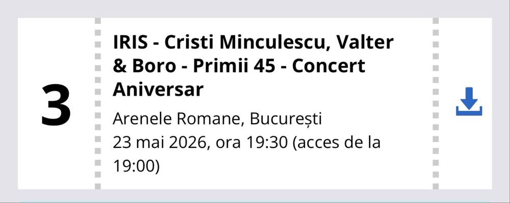 Bilete Iris 23 mai 2026, Arenele Romane, București