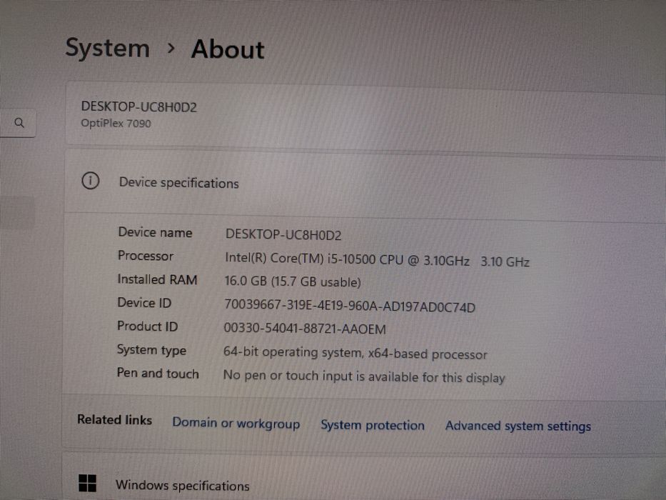 Calculator Dell 7090 Micro  i5 10500 / 16 Gb ram / 256 gb ssd , win 11