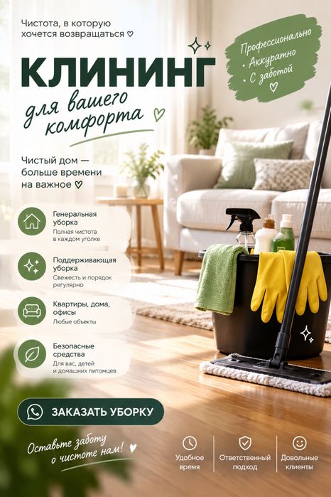 Уборка, клининг домов и квартир