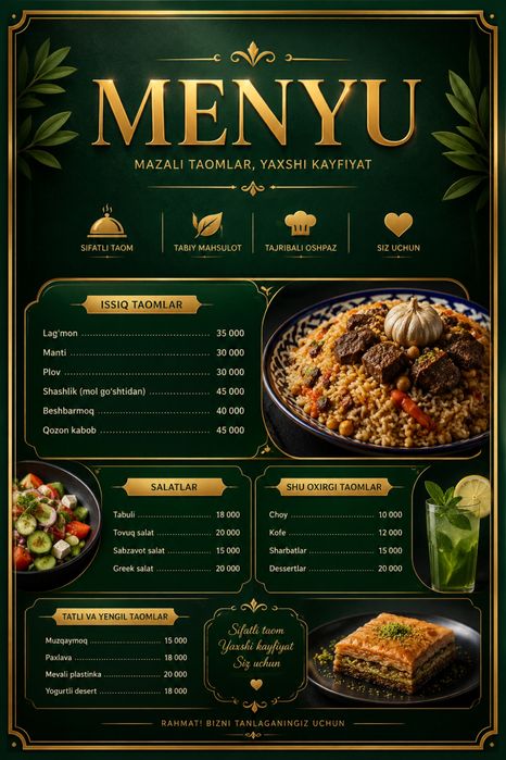 Menu dizaynli / Меню дизайн