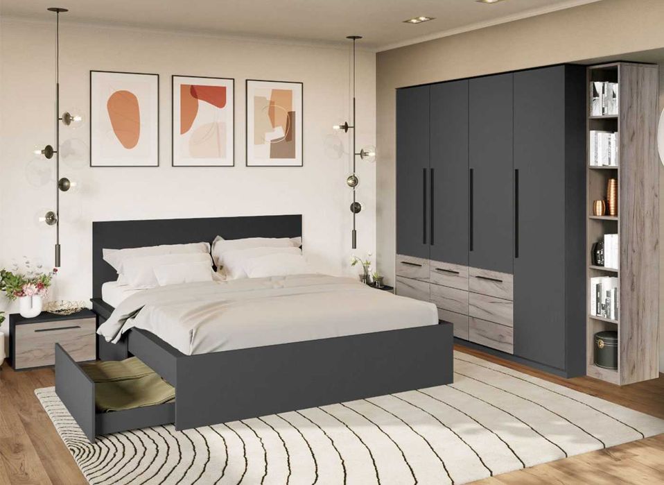 Set Dormitor Gri Noce C9 - Transport Gratuit in 4-10 zile