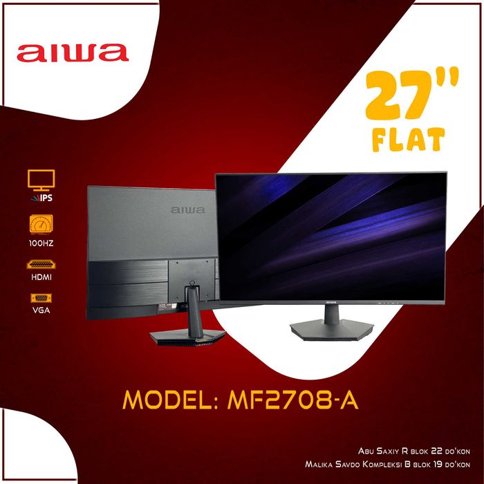 Aiwa Monitorlari 24" 27" 32"diaganalli 100Hz-180Hz-240Hz Мониторы Aiwa
