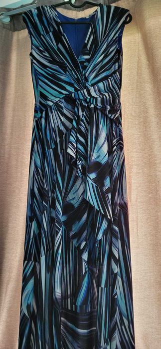 Rochie ETIC de vara lunga, decoltata, albastra, marimea 34