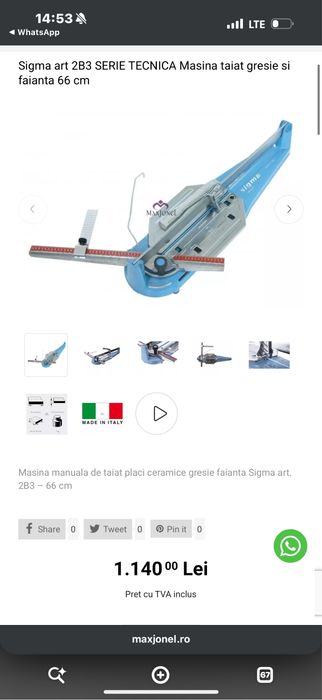 Vand masina placi ceramice Sigma !