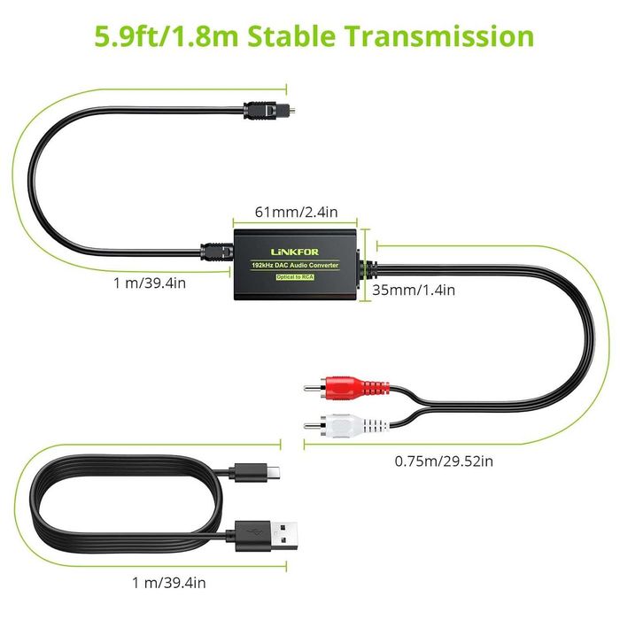 Цифров към аналогов аудио преобразувател LiNKFOR 192kHz DAC