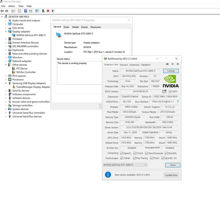 Zotac RTX3060Ti Twin Edge OC