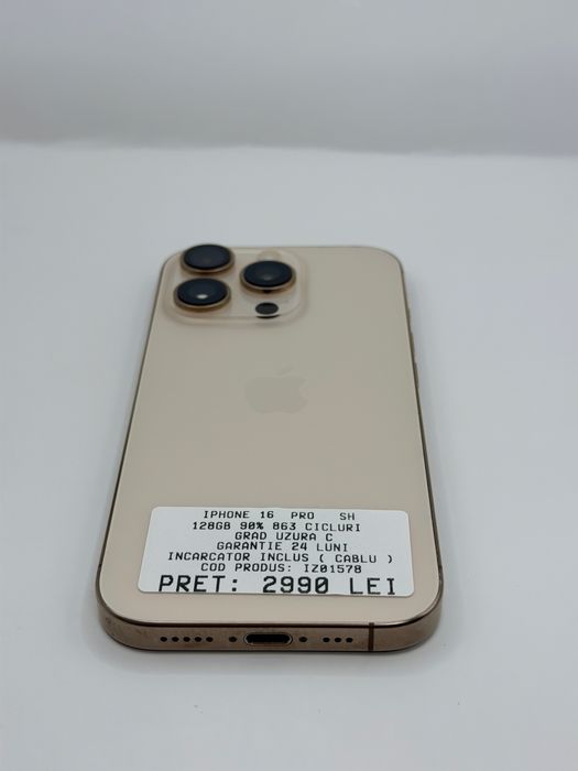 Iphone 16 Pro 128GB 90% Auriu Garantie Rate BuyBack - zonemag.ro
