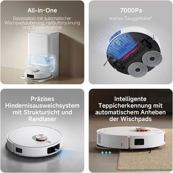 Робот прахосмукачка Xiaomi Robot Vacuum X20 Pro 7000Pa с All-in-One станция - НОВА