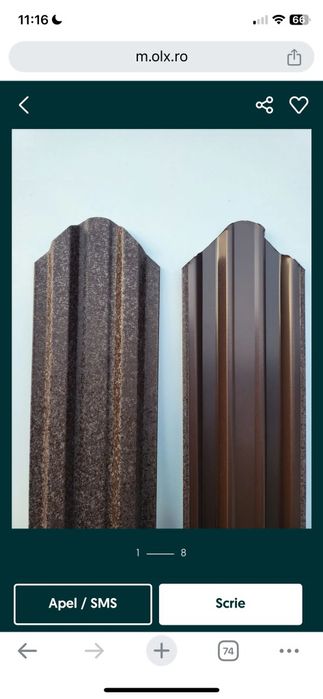 vand sipca de gard metalica gri mat și maro