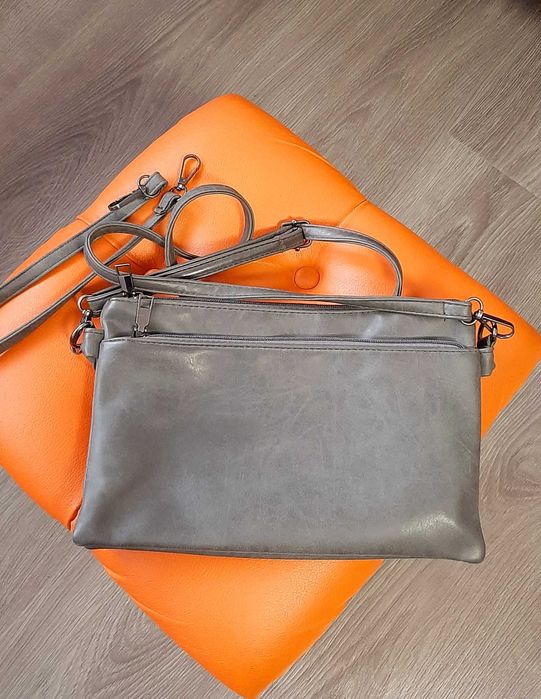 Женская сумка серого цвета (нубук)