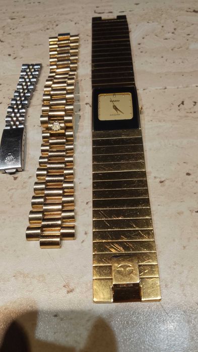 Ceas elvetian RADO DIASTAR + bratari ceas ROLEX - GOLD/SILVER PLATED
