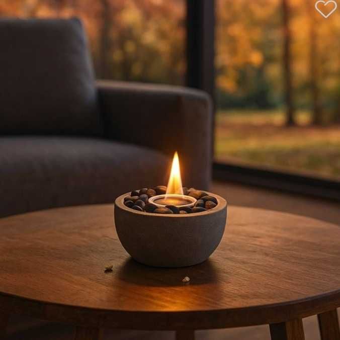 Декоративна камина на биоетанол декорация камък и огнище 23х11 см.