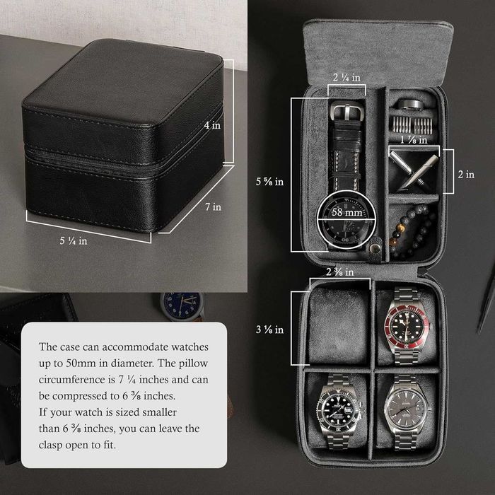 Премиум кутия за часовници Rothwell - За път (5 гнезда)