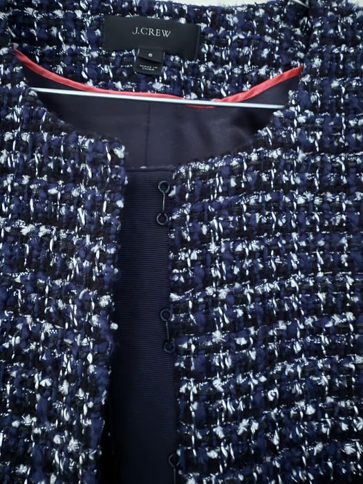 Sacou scurt J.Crew/S/lana/bleumarin cu alb