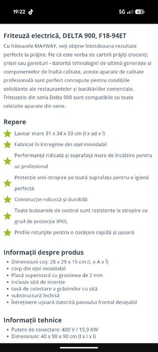 Friteuza Profesionala 18 L și Plita  Electrica