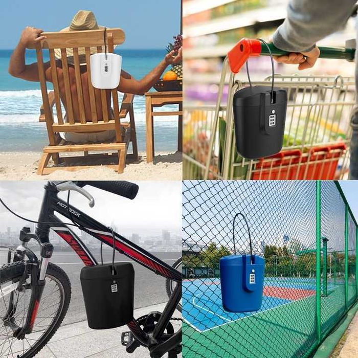 Cutie de valori pentru exterior sau bicicleta si plaja cu cifru alba